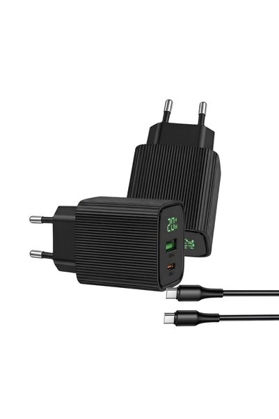 FONIX Încărcător de rețea, Cablu de alimentare Type-C/Type-C 20W, USB-A 18W, ...
