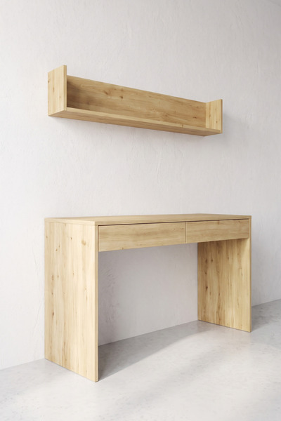 MEBEL HOME DECOR Kitaplıklı Çekmeceli Çalışma Masası Ahşap Çam (Ayakları Demo...