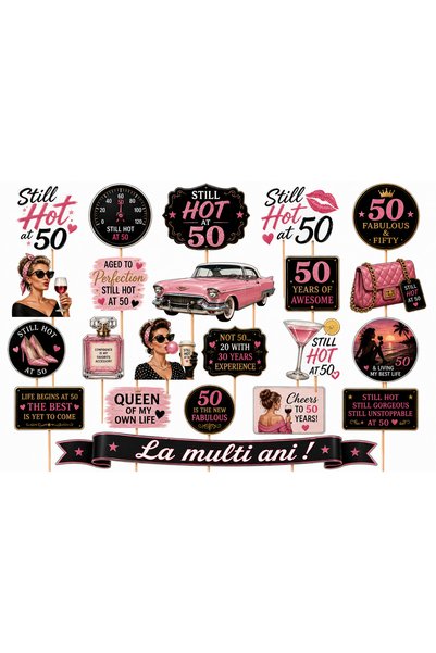 DecoParty Set de decorațiuni pentru tort – ÎNCĂ LA MODĂ LA 50 de ani - Temati...