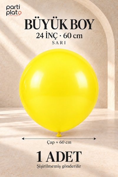 Parti Plato Big Size Yellow Latex Balloon 24 Inch 60 cm 1 Piece Party Decoration