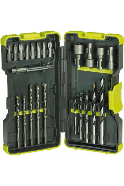 Ryobi RAK30MIX Σετ 30 τρυπανιών HSS με κυλινδρικό στέλεχος για ξύλο, μέταλλο ...