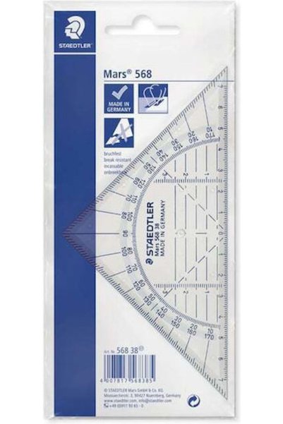 Staedtler Γεωμετρικό Τρίγωνο Πλαστικό Διαφανές 16 εκ. με Λαβή