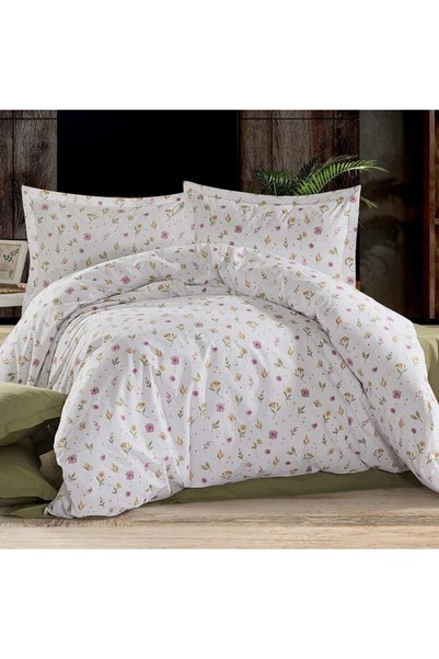 Ralex Lenjerie pat Ranforce Cotton Pro Bumbac 100%, King Size, 4 piese Floric...