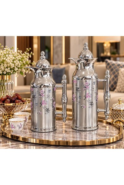 Generic طقم ترامس شاي و قهوة استيل 600 مل +1 لتر بتصميم فاخر وعصري لجلسات الت...