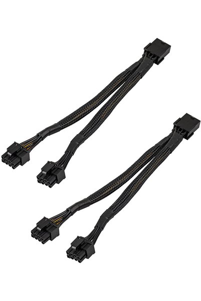 X SPRING كابلات PCIe ذات 8 رؤوس، عبوة من قطعتين، بطول 20 سم، سلك تمديد طاقة م...