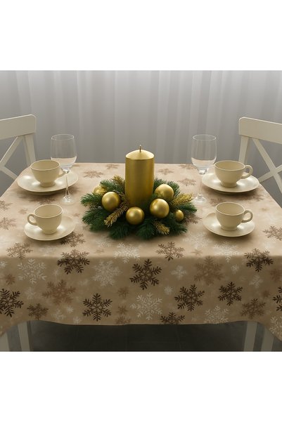 Ralex Round Tablecloth 180 cm stain-resistant, Beige Flakes