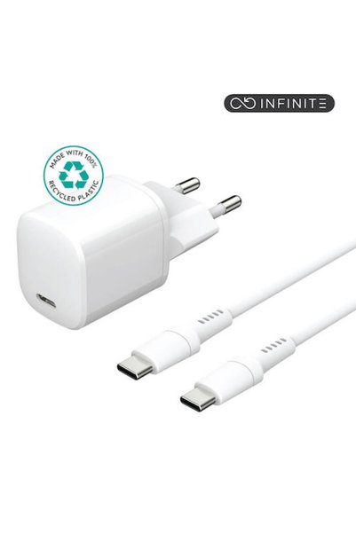 eSTUFF Φορτιστής με θύρα USB-C και καλώδιο USB-C σε USB-C, 20W Power Delivery...