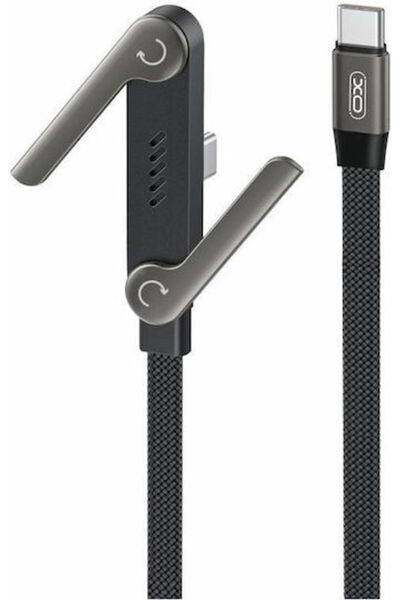 Xo Επίπεδο καλώδιο USB-C αρσενικό - USB-C 240W PD Μαύρο 1.5μ