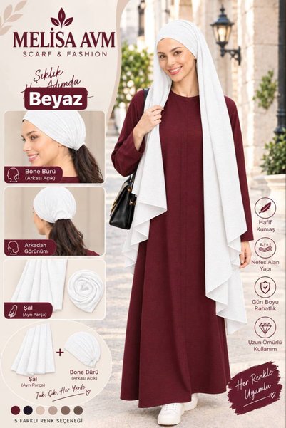 MELİSA AVM One Combed Cotton Shawl and One Pipe Cap.