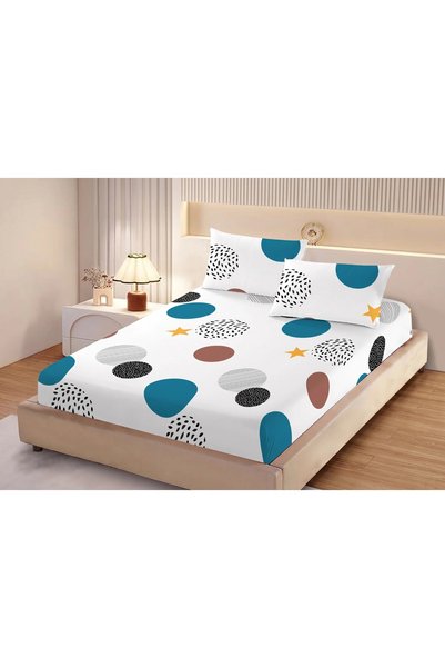 Ralex Husă de pat Finet 180x200 cm + 2 fețe perne PROMO 50x70 cm, Buline Alb