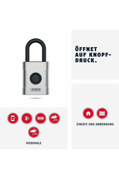 ABUS Ατσάλινο Λουκέτο Ορειχάλκινο Bluetooth Ασημί 1 τεμάχιο