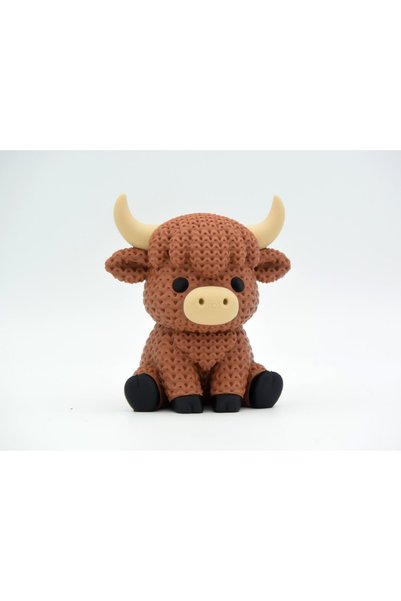 3DONE MODELS Figurina 3D Crosetata Vaca Highland - Model Decorativ, Printat 3...