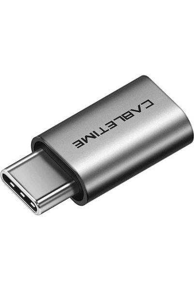 Cabletime CT-CMMCBF-ASG USB-C Αρσενικό σε micro USB Θηλυκό Γκρι