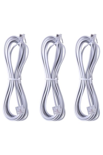 Generic 3 عبوات من كابل تمديد الهاتف الأرضي، موصل RJ-11 6P4C ذكر إلى ذكر للها...