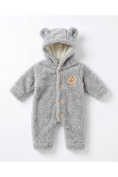EFEYOO Welsoft Polarlı Unisex Bebek Tulum 0-3 Ay 3-6 Ay 6-9 Ay Kapüşonlu Yeni...