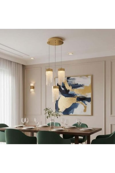 janalightings Golden Ceiling Light - Elegant Three-Dimensional Pendant