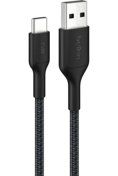 Belkin BoostCharge Πλεκτό Καλώδιο USB-C Αρσενικό - USB-A Μαύρο 2μ CAB022HQ2MBK