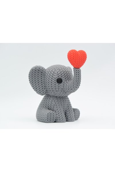 3DONE MODELS Figurina 3D Crosetata Elefant cu Inima - Editie Valentine's Day,...