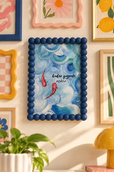 MEGBUY Motivasyon Yazılı Dekoratif Duvar Tablosu 16x24 cm – Lacivert Baloncuk...