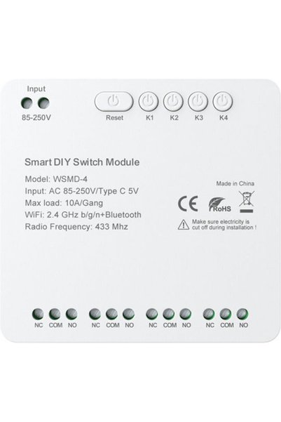 Avatto WSMD-4 Έξυπνος Διακόπτης 4 Καναλιών Wi-Fi Bluetooth & RF 10A