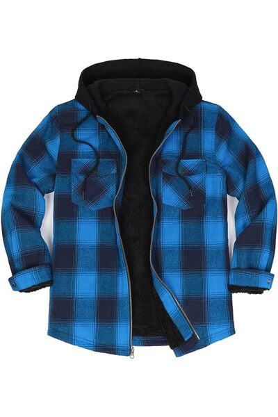 GENERAL ZENTHACE Mens Sherpa Lined Full Zip Check Jacket
