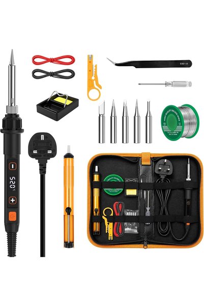 Generic 80W Soldering Iron Kit LCD Adjustable Temperature 180-520°C 15 in 1