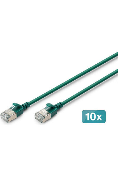 Digitus Καλώδιο Δικτύου Ethernet F/FTP Cat.6a (Gigabit) 1μ Πράσινο 10 Τεμάχια...