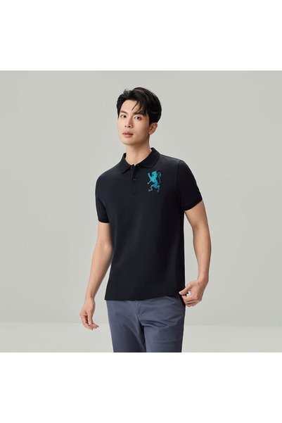 Giordano Men’s Slim Fit 3D Lion Embroidery Lycra Pique Polo