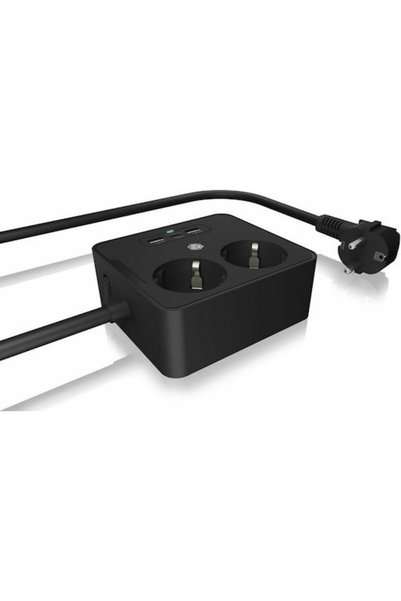 ICY BOX Πολύπριζο 2 θέσεων με 2 USB-A και καλώδιο 1.9μ Κωδικός: IB-MPS2220B-CH