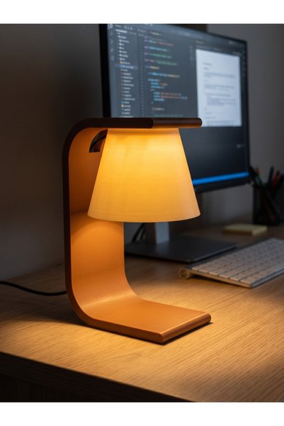 Trinishland MOKKA Kavisli Modern Bej Kahverengi LED Masa Lambası | USB Gece L...