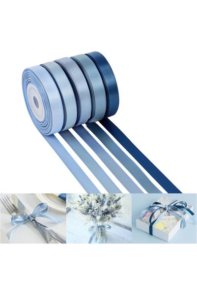 KASTWAVE Satin Ribbon, 3/8 Inch Dusty Blue Ribbon for Weddings Flower Bouquet...