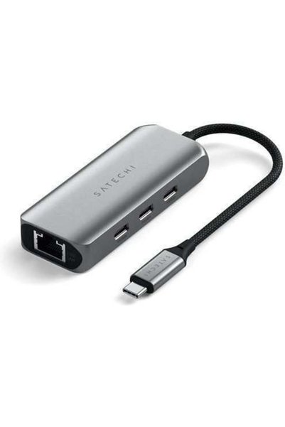 Satechi USB 3.2 Hub 3 θυρών με σύνδεση USB-C και Ethernet, Γκρι