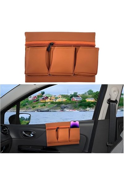 GENERAL Mandark Car Window Armrest Storage Box, Leather Vehicle Side Door Org...