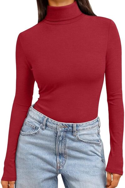 Trendy Queen Women's Turtleneck Long Sleeve Shirts Fall Fashion Basic Layerin...