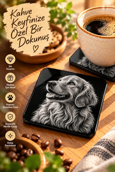 PakerStudio Golden Themed Acrylic Laser Engraved Coaster (with Felt Base)