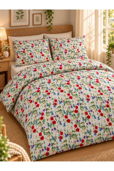 ZIY Collection طقم غطاء لحاف قطني مزدوج بنقشة الرمان من سلسلة هوم مقاس 200x22...