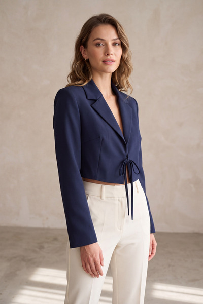 Miloja Kadın Önden Bağlamalı Crop Blazer Ceket