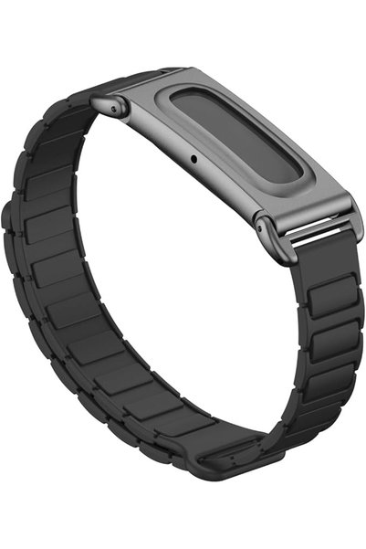 BOOMBOOMBOOM حافظة معدنية مع حزام سيليكون متوافق مع Fitbit Air، حزام معصم بإغ...