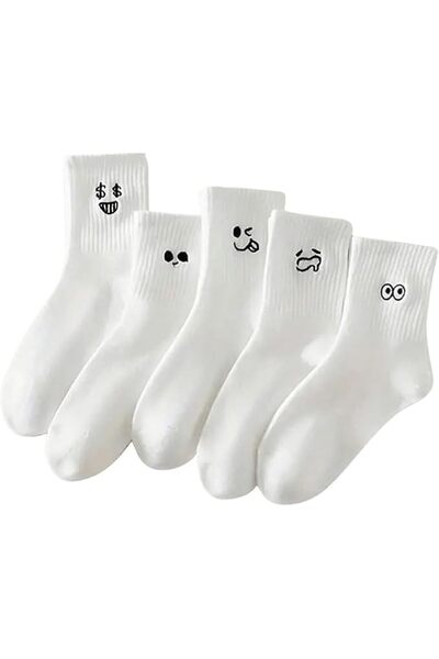 GENERAL Tazweeq 5 Pairs Funny Emotion Crew Socks for Men and Women, Trendy Mi...