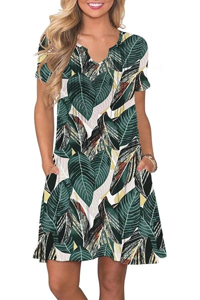 OEM Rochie-cămașă ușoară de vară pentru femei, cu buzunare și mânecă scurtă – M