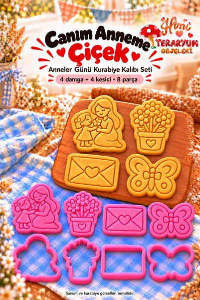 himi teraryum objeleri To My Dear Mom Flower Mother's Day Cookie Mold Stamp C...