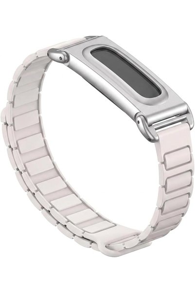 BOOMBOOMBOOM حافظة معدنية مع حزام سيليكون متوافق مع Fitbit Air، حزام معصم بإغ...