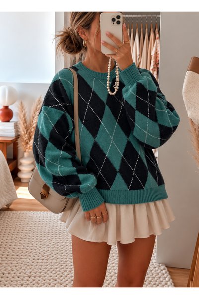 Cherry Butik سترة كاجوال ناعمة الملمس بنقشة البقلاوة