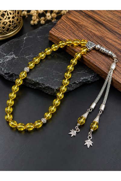 tesbihciniz Transparent Yellow Glass Prayer Beads