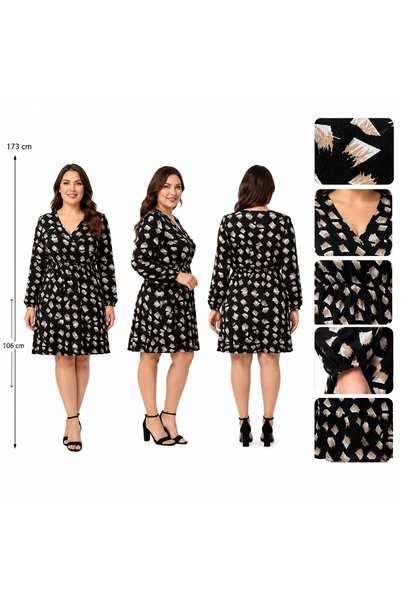BİrHoşButik فستان من قماش البوروموكوك مقاس كبير، مصنوع من الكليكرا بالكامل، ب...
