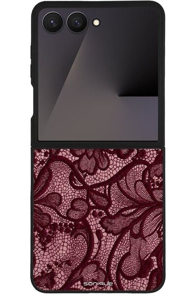 Sonique Θήκη Σειράς Diva για Samsung Galaxy Z Flip 7 Μπορντό Δαντέλα