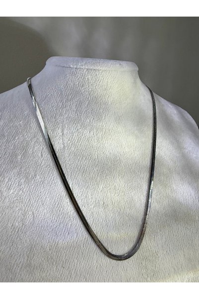 Merishe Jewerly قلادة من الفولاذ الفضي الإيطالي المسطح للجنسين