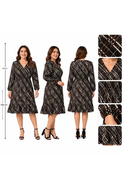 BİrHoşButik فستان من قماش البوروموكوك مقاس كبير، مصنوع من الكليكرا بالكامل، ب...