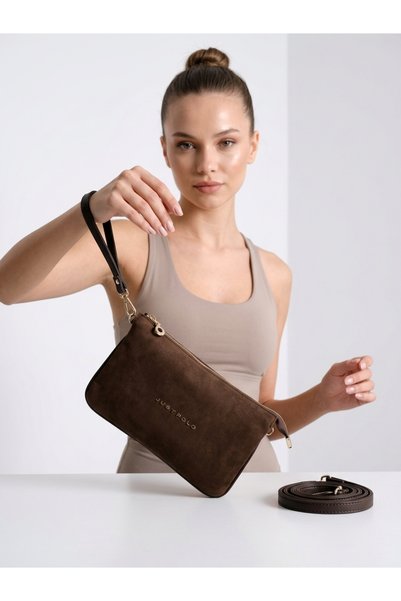 Just Polo Women's Suede Hand and Shoulder Bag 26X16 cm