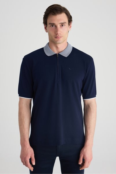 D'S Damat Μπλουζάκι Ds Damat Regular Fit Navy Blue μονόχρωμο